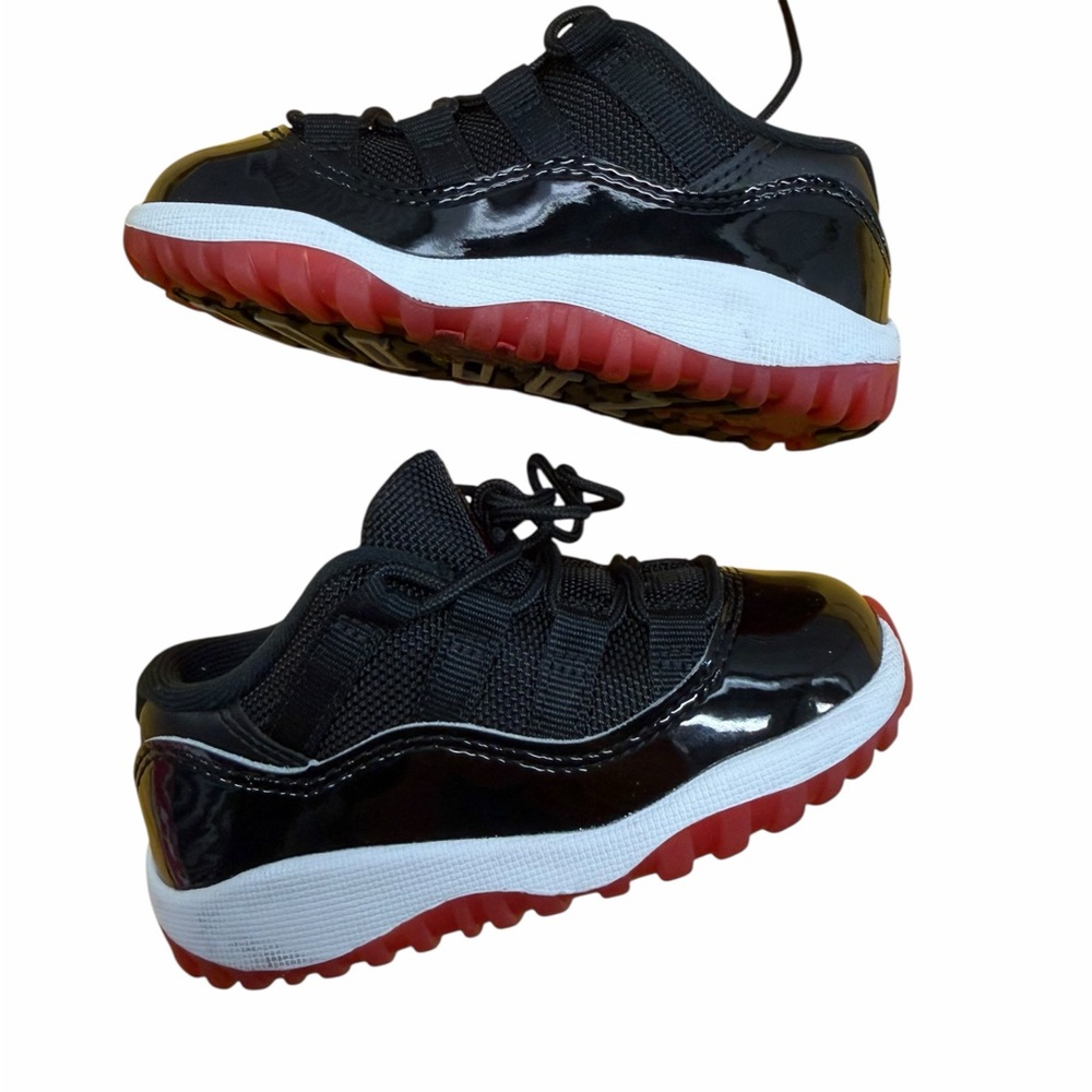 Air Jordan 11 Retro Low PS Black Varsity Red White Basketball Kids Size 7C